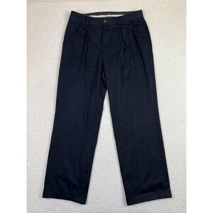 Brooks Brothers Pants Mens 32 Black Wrinkle Resistant Relaxed Fit Cotton Pleated